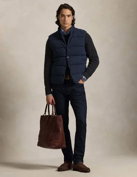 Houndstooth-Print Estate-Rib Vest Blue