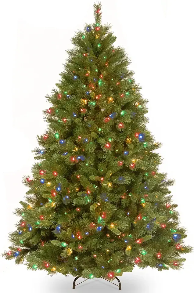 National Tree Company 7.5 ft Pre-Lit Winchester Pine Artificial Christmas Tree, 500 Multicolor Lights, 1,198 Tips, Includes Stand, Green