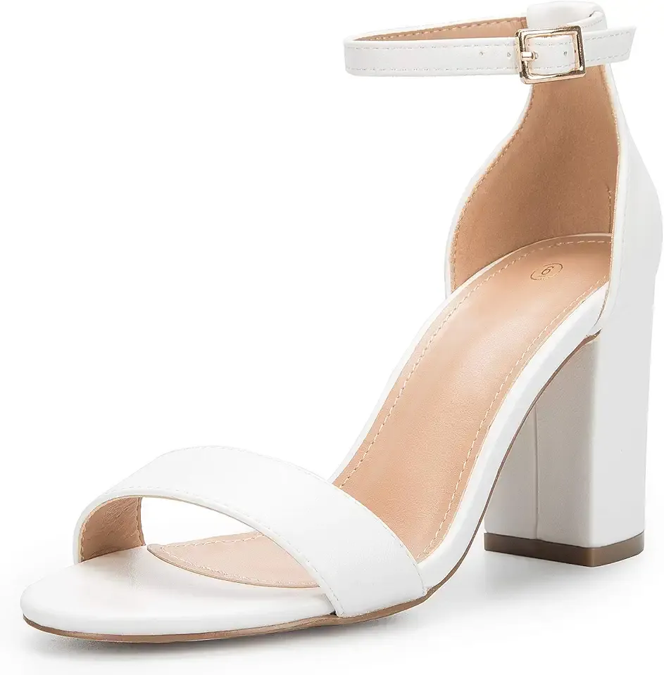 Women's Chunky Block Heels Open Toe Ankle Strap 3.5 Inch Heeled Sandals