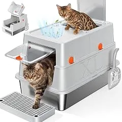 Tevila XL Enclosed Stainless Steel Litter…