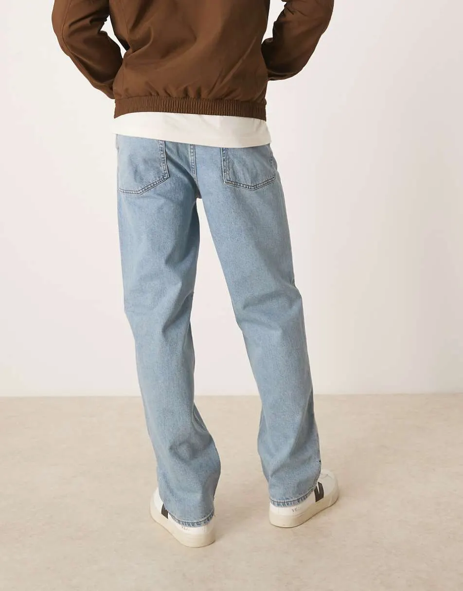 ASOS DESIGN straight leg jeans in light wash blue