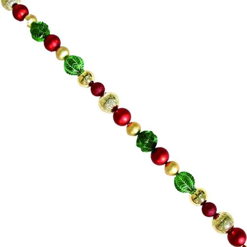 Enchanted Forest® 6' Red, Green & Gold 3.15" Shatterproof Ornament Garland