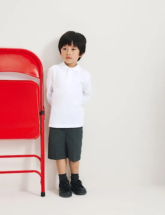 2 Pack Unisex Pure Cotton Stain Resist School Polo Shirts (2-18 Yrs)