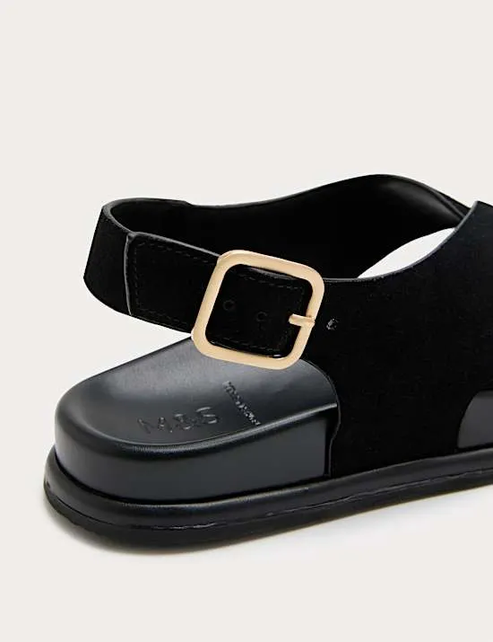 Suede Crossover Footbed Sandals