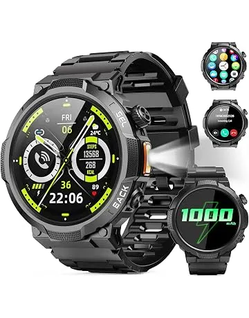 Smart Watches for Men (Answer/Make Call), 1.53" HD Military Smartwatch, 50+ Days Extra-Long Battery Life Fitness Tracker, Flashlight/110+Sports/Heart Rate/Sleep Monitor/IP68 Waterproof Android iOS