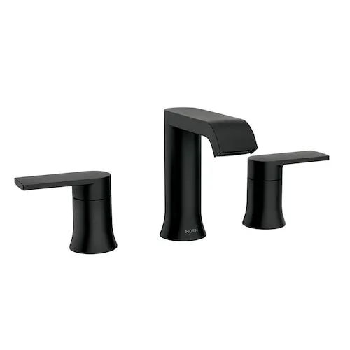 Genta 2 Handle 8-to-16-inch Widespread Bathroom Sink Faucet/Tap in Matte Black (Drain and Valve Included)