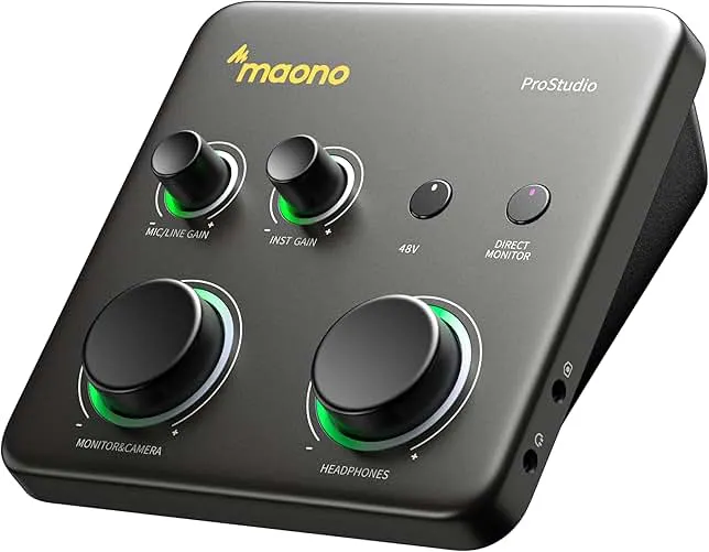 MAONO P1 Hybrid USB Audio Interface 70dB Gain for PC Phone iPad Guitar | Auto-Gain, Loopback, Mute, ASIO, Routing Software Features, for Podcast, Streaming, Mobile Music Recording, Content Creation