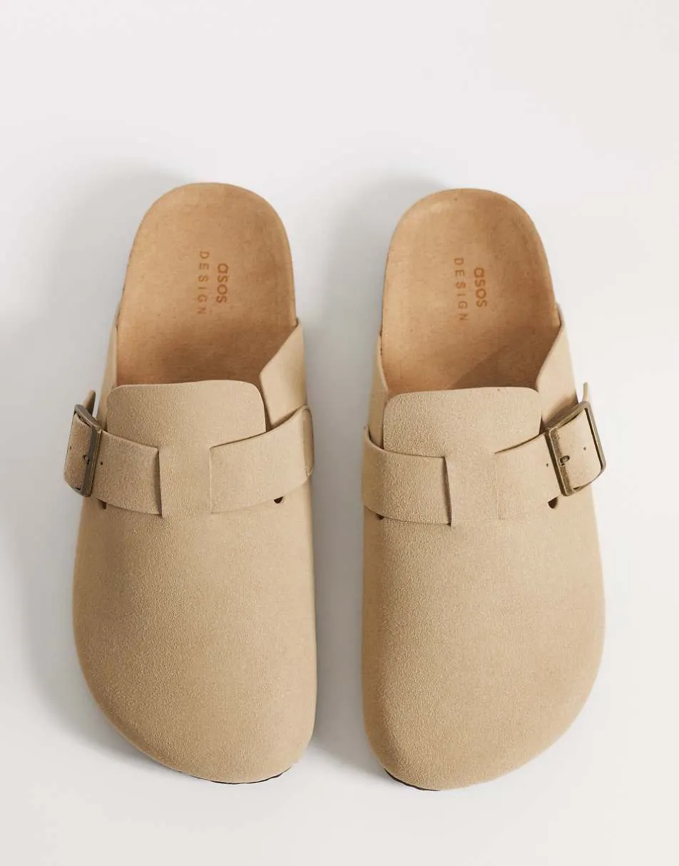 ASOS DESIGN mule sandals with cork sole in stone
