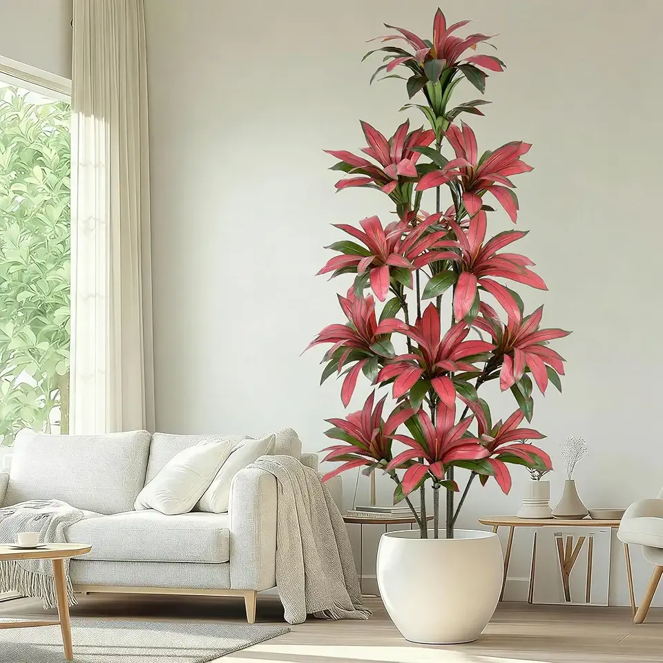 8ft Artificial Dracaena Tree - 96" Tall Faux Trees Indoor with 243 Lifelike Vivid Leaves and 12 Heads, Large Fake Silk Potted Plant for Home Office Living Room Decor Housewarming Gift