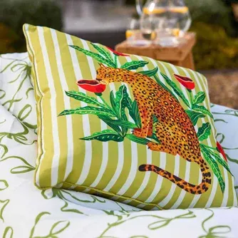 Twill & Co Tigerlily Leopard Cushion