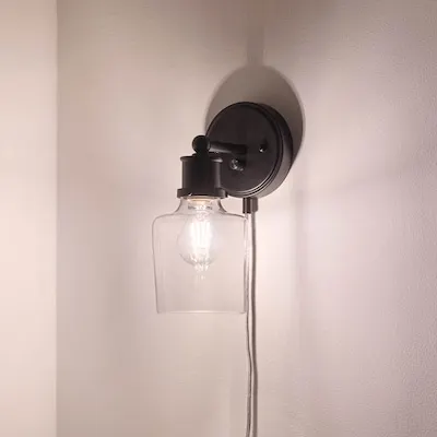 Ernest 8.06-in W 1 -Light Brushed Nickel Hardwired/Plug-in Dry Wall Sconce