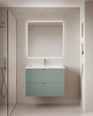Mueble de baño con lavabo Lignes verde 80x45.4 cm