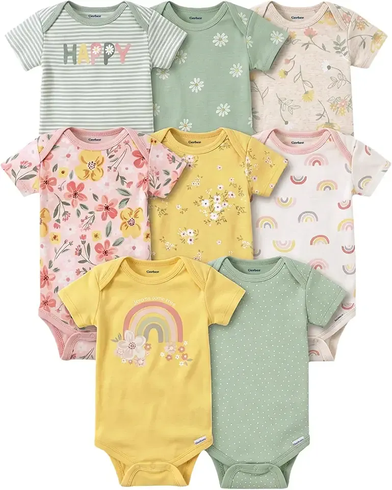 Baby Girls 8-Pack Short Sleeve Onesies Bodysuits