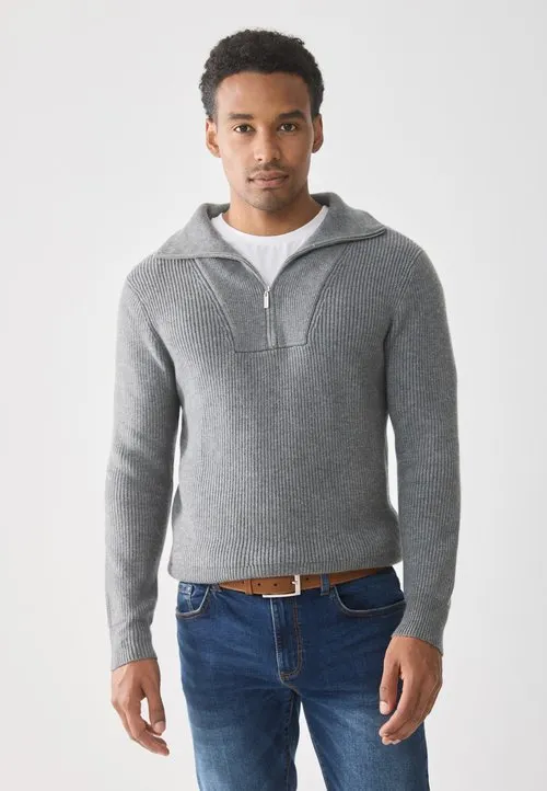 Strikkegenser - mid grey melange