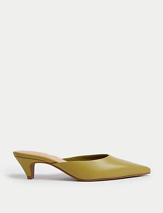 Slip On Kitten Heel Pointed Mules