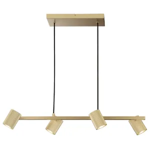 Lampadario Glamour Fabio dorato paralume oro 4x GU10 Ø6cm INSPIRE