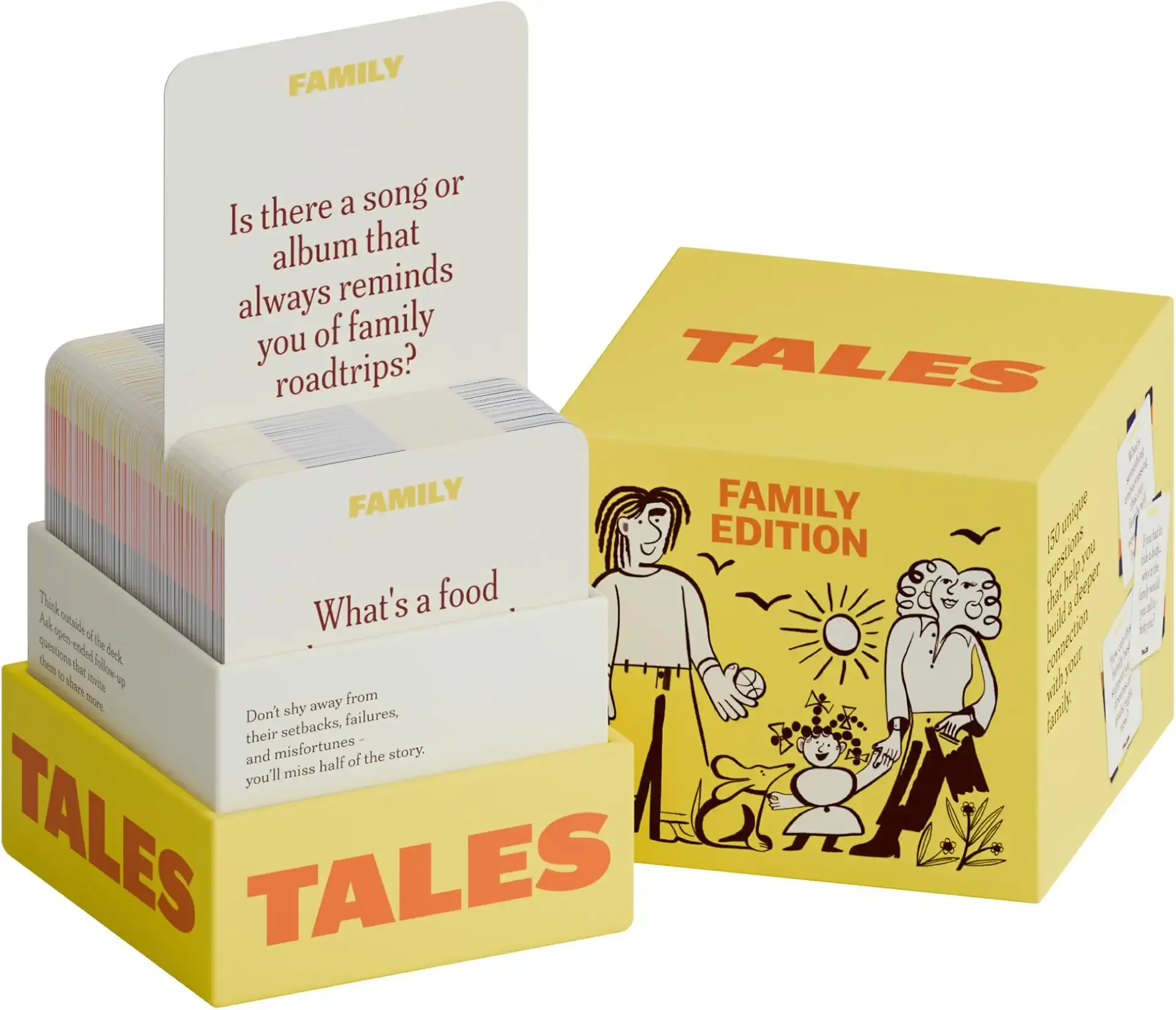 TALES Family Edition 150 Conversation Cards for Family Game Night, Adults, Teens, and Kids, Family Dinners, and Gatherings, Prompts for Meaningful Connections