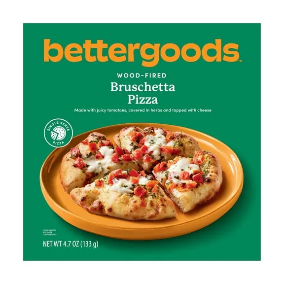 bettergoods Woodfired Crust Bruschetta Pizza, Single Serve, 4.7 oz (Frozen), $3.87, 82.3 ¢/oz