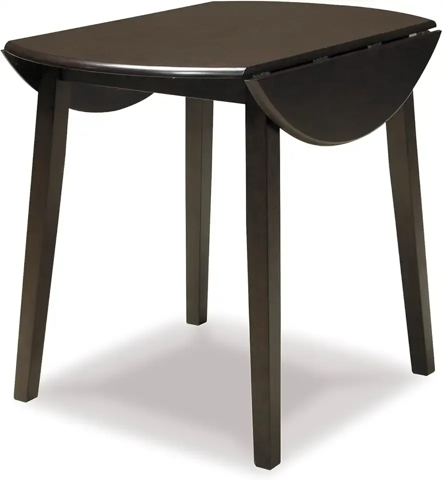 Signature Design by Ashley Hammis Round Dining Room Drop Leaf Table, Seats up to 4, Hinged Drop Leaves, Wood, 36.38" W x 36.38" D x 29.88" H, Dark Brown