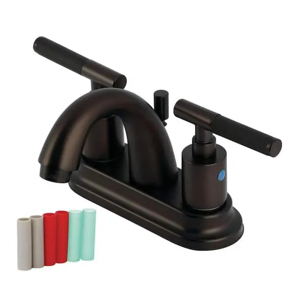 Kingston Brass Kaiser 4 in.​ Centerset 2-​Handle Bathroom Faucet with Pop-​Up in Oil Rubbed Bronze