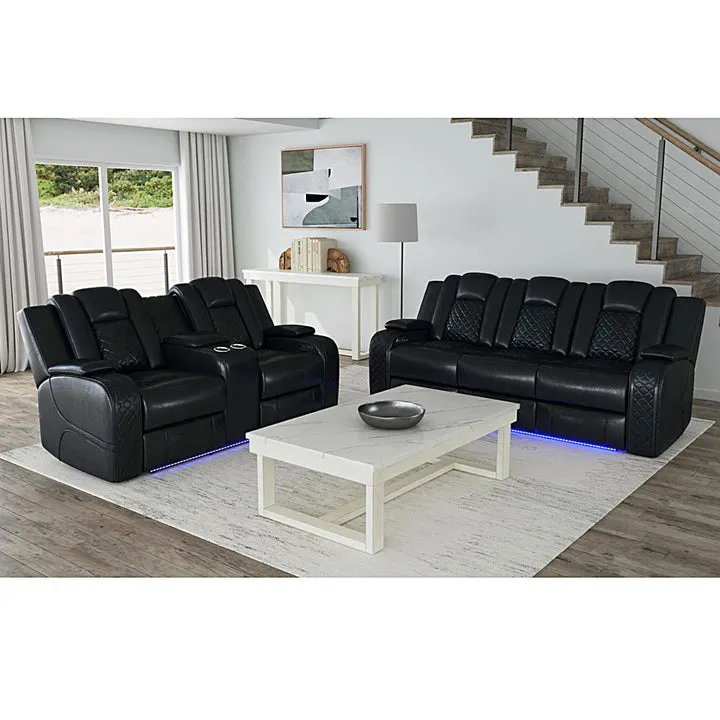 Carlo Reclining Sofa & Loveseat - Black