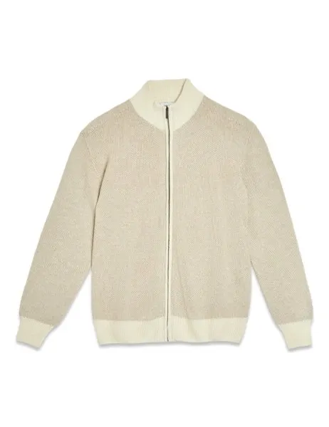 Ingram R Full Zip Sweater Champagne Beige