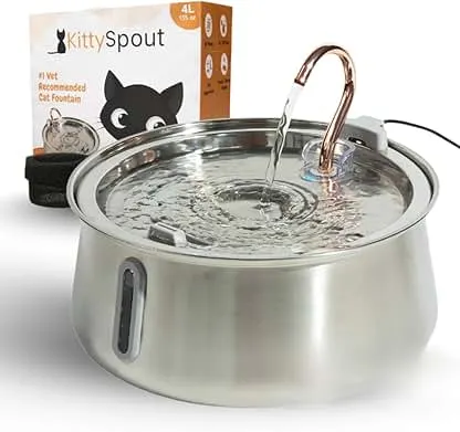 KittySpout Stainless Steel Cat Water Fountain Automatic Dri…