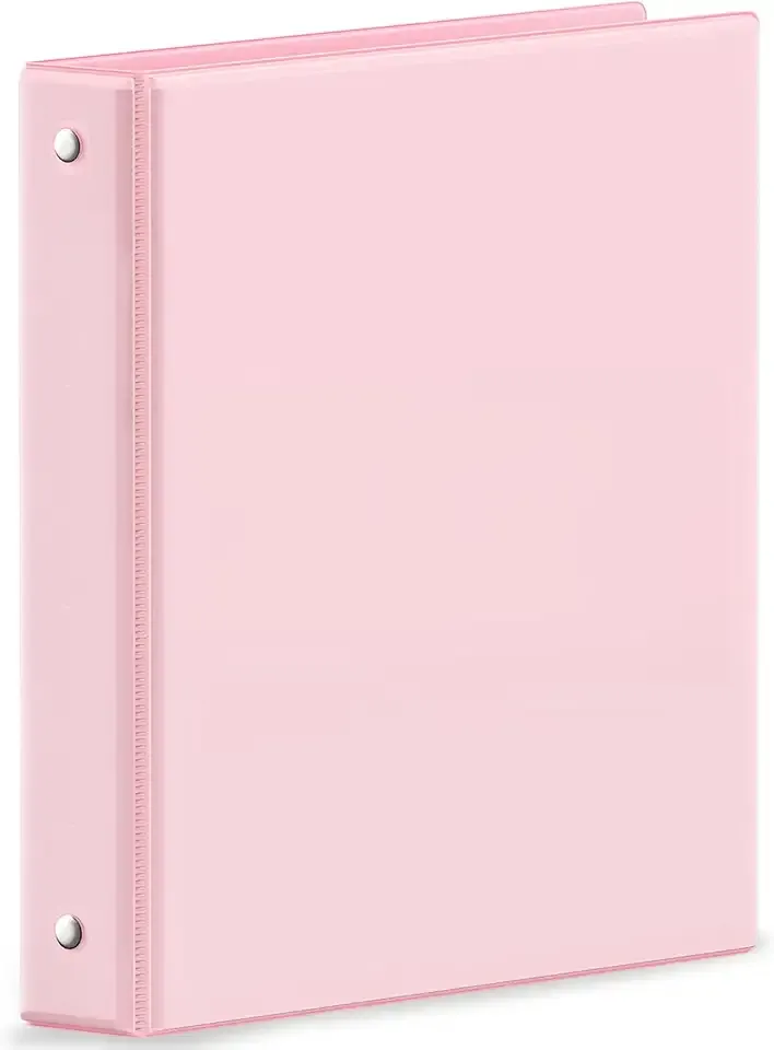 SUNEE 3 Ring Binder 1 Inch Pink 1 Pack, Holds 175 Sheets of Letter Paper, Clear View 1" Three Ring PVC-Free (Fit 8.5x11 Inches) for School or Office Supplies