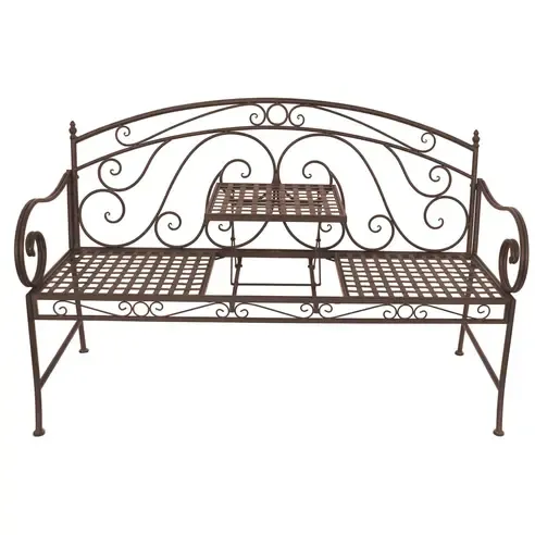 Gartenbank SAKET - braun - mit hochklappbarem Tisch