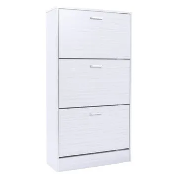 Scarpiera 3 ante in MDF Effetto Legno Bianco h120x63x24 cm