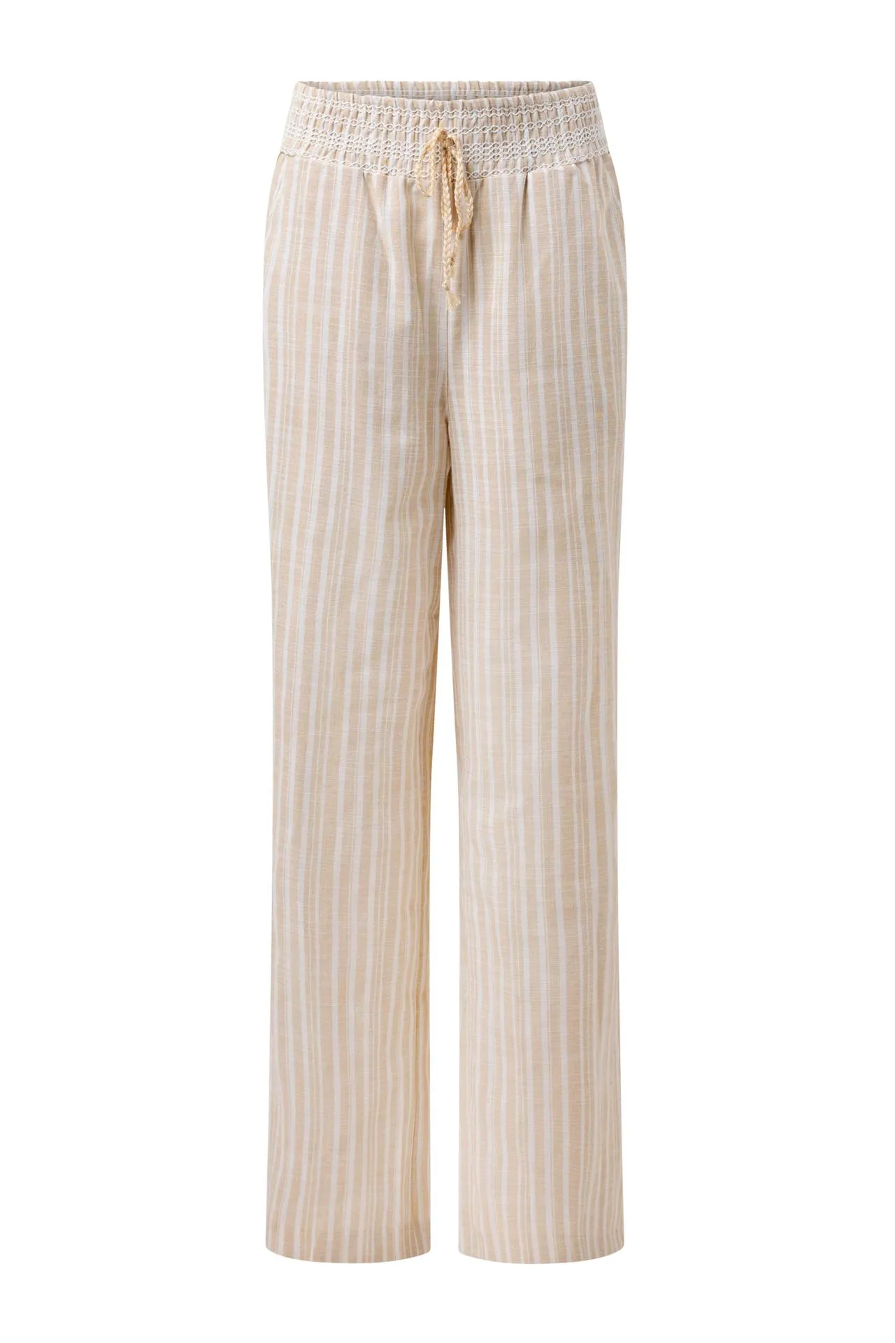 Wie fit broek | Ecru/Bruin | Gestreept