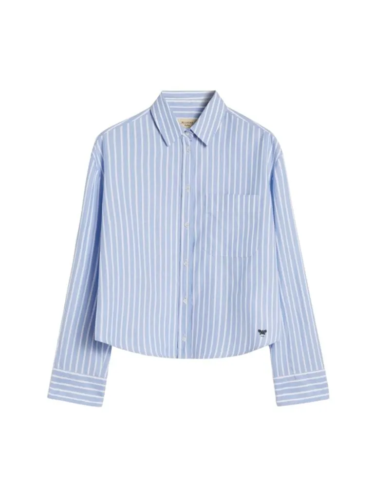 Striped Cotton Oxford Shirt - Lyseblå