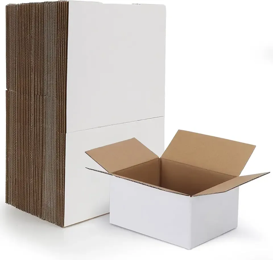HORLIMER 8x6x4 Shipping Boxes Set of 40, White Corrugated Cardboard Mailer Box for Packing Small Business