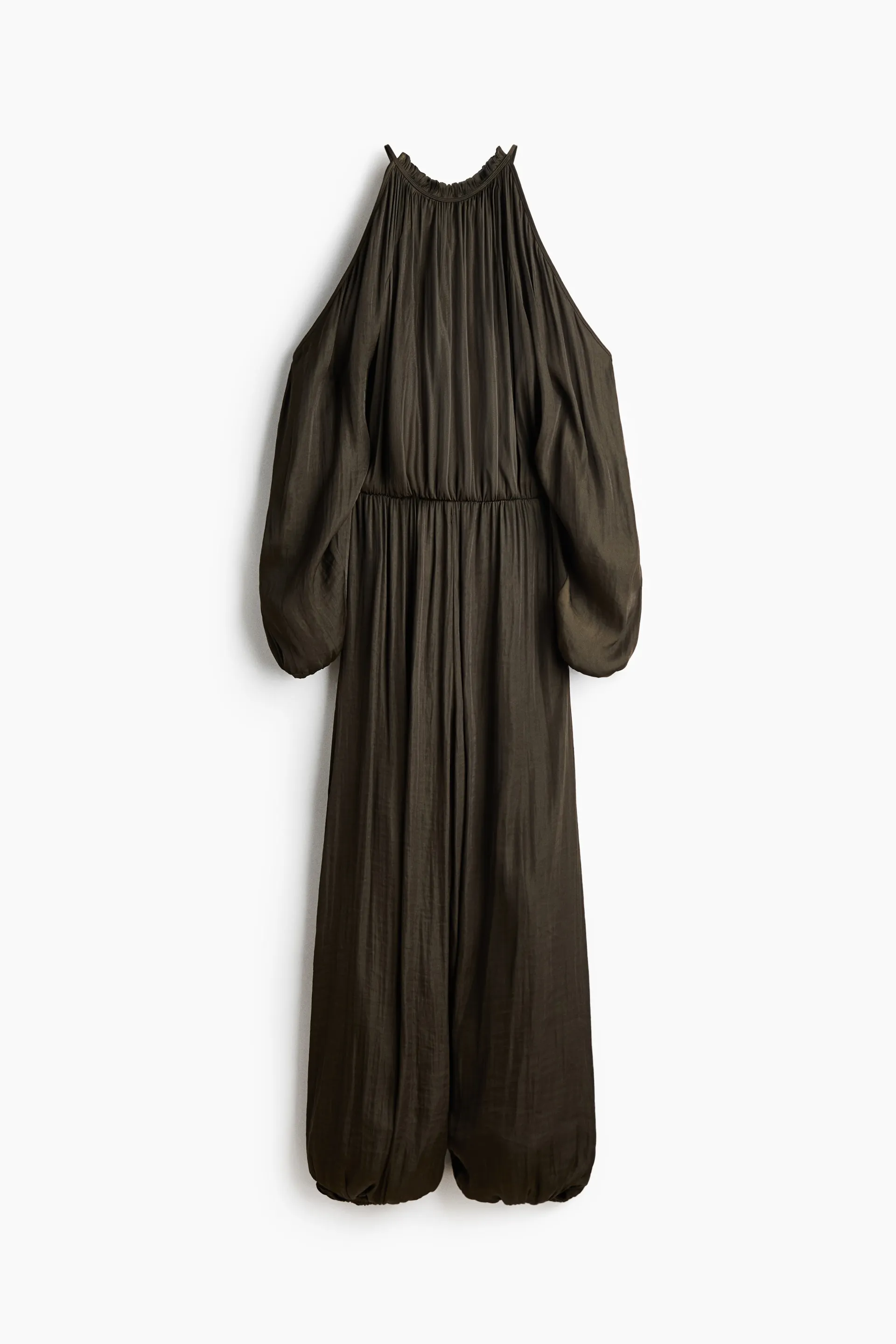 Jumpsuit i sateng med bare skuldre