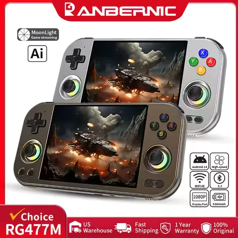 Anbernic RG 477M Handheld Games Console 4.7" LTPS In-Cell Touch Screen Aluminum Alloy Android 5300mAh Supports AI 1080p DP Out