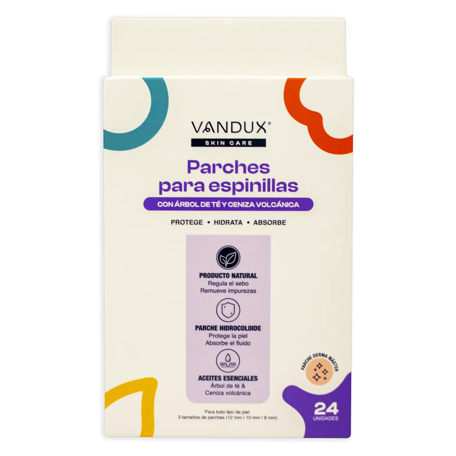 Parches Para Espinillas Con Árbol de Té Y Ceniza Volcánica VANDUX X 24 Uds