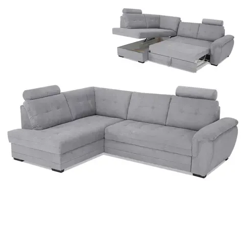 Ecksofa - grey - Velours - Liegefunktion - verschiedene Ausführungen