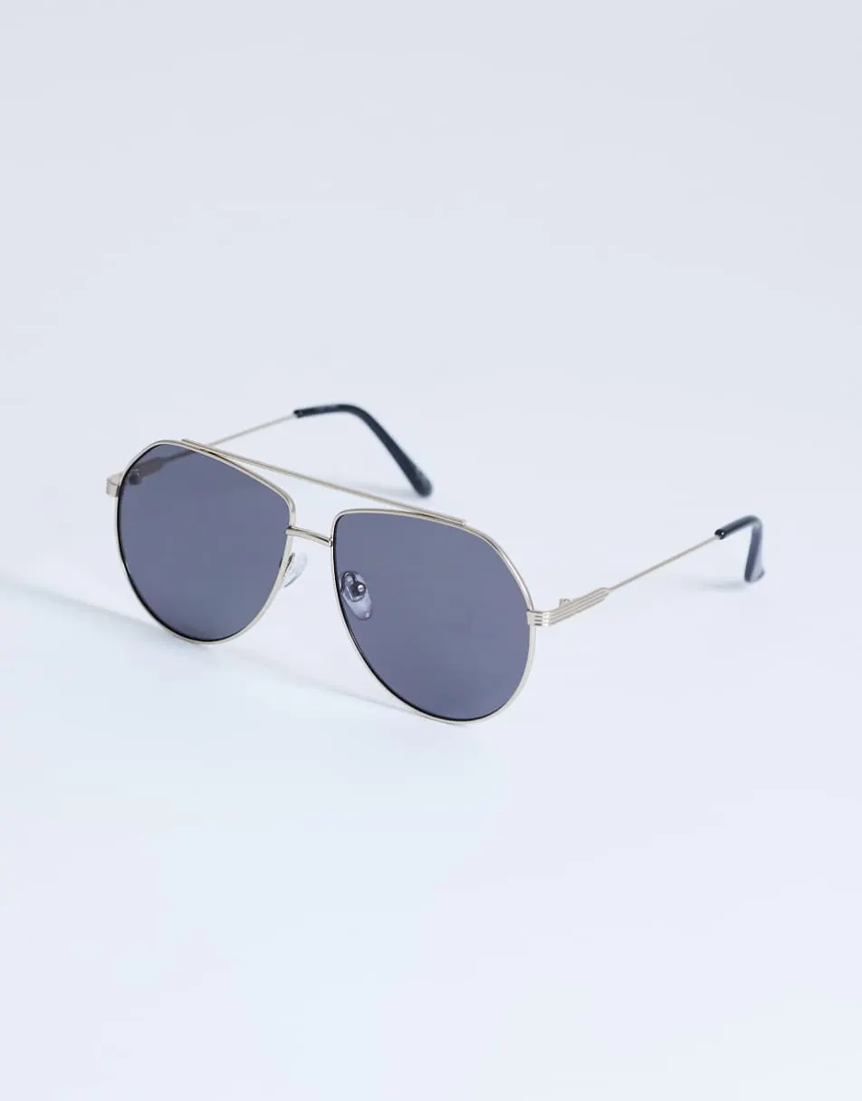 Topshop Croatia aviator metal frame sunglasses in gold