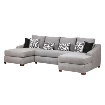 Melbourne Dual Chaise Sectional Sofa with 6 Pillows by Arely Furniture - Gray