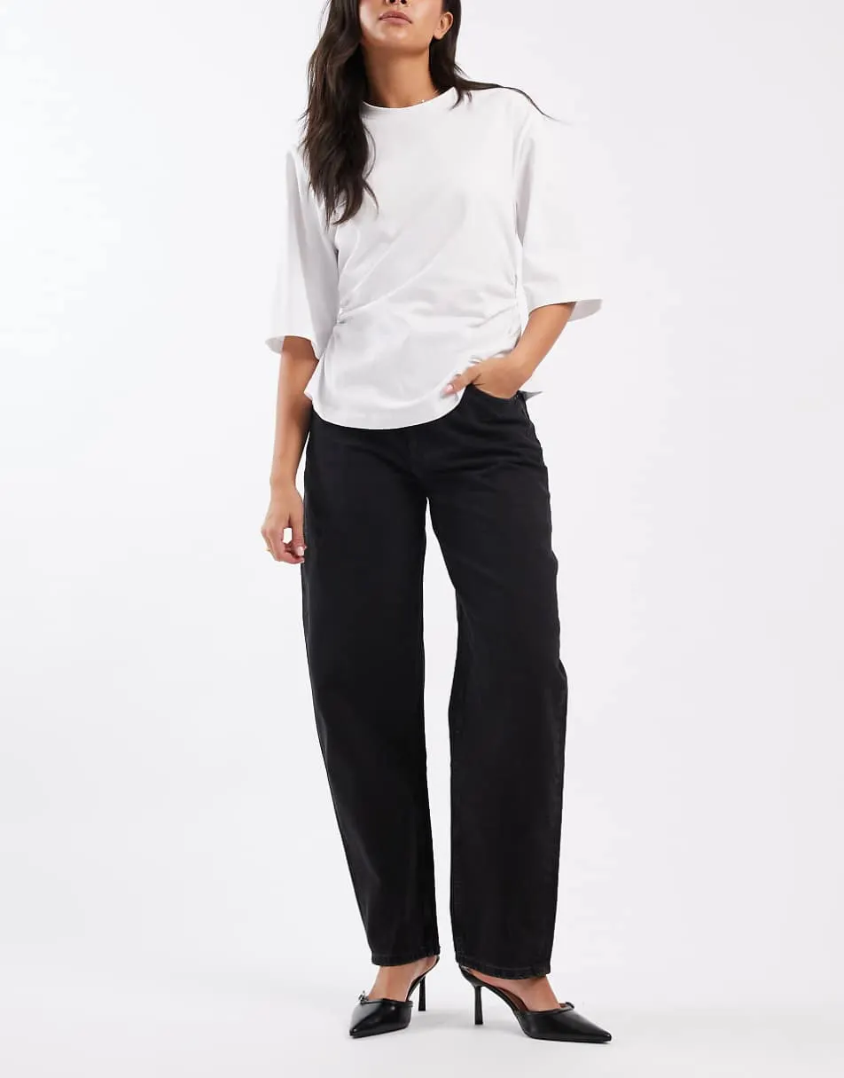 ASOS DESIGN slim barrel jeans in washed black