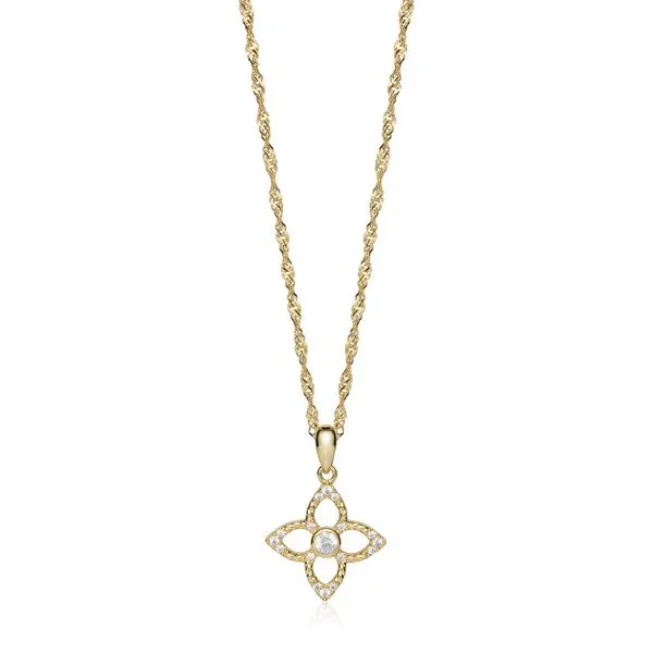 Halssmykke Blomst 925 Forgylt Sølv