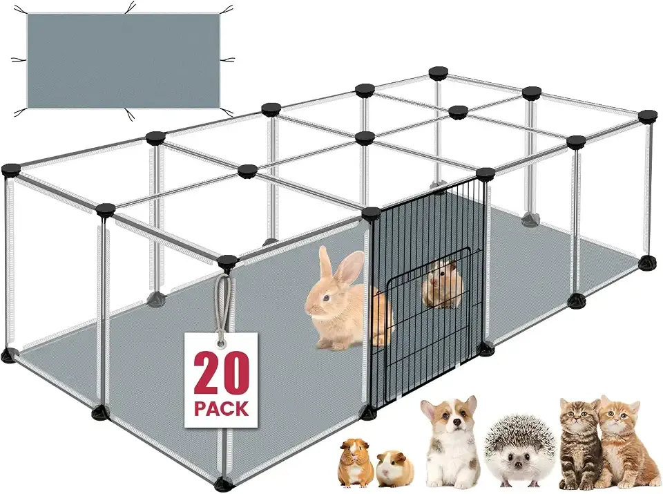 20 Panels Small Animals Playpen, 48"x24"x16" Pet Playpen