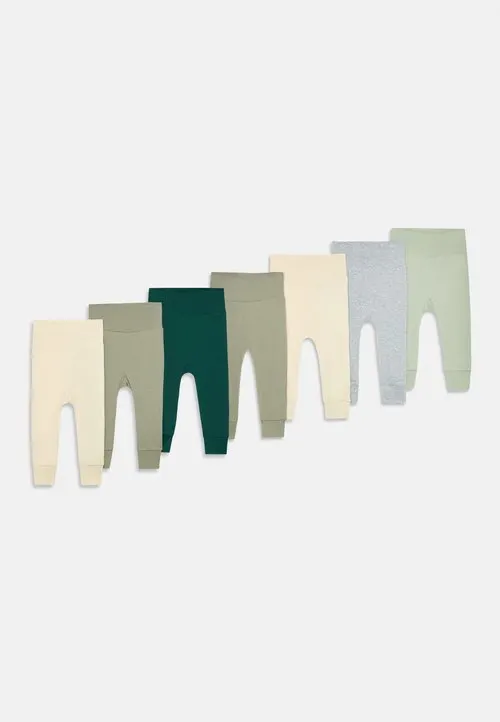7 PACK UNISEX BABY LEGGINGS - Leggings - mottled light grey/off white/light green