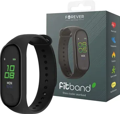 Forever SB-50 Fitband - Verbundenes Fitnessarmband Aktivitäts- & Herzfrequenz-Tracker Diskret und leicht, lange Akkulaufzeit, Blutdruck, Schwarz