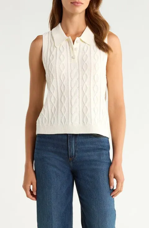 CeCe Cable Collar Sweater Vest