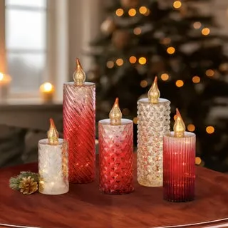 LED Glass Candles, Set of 5