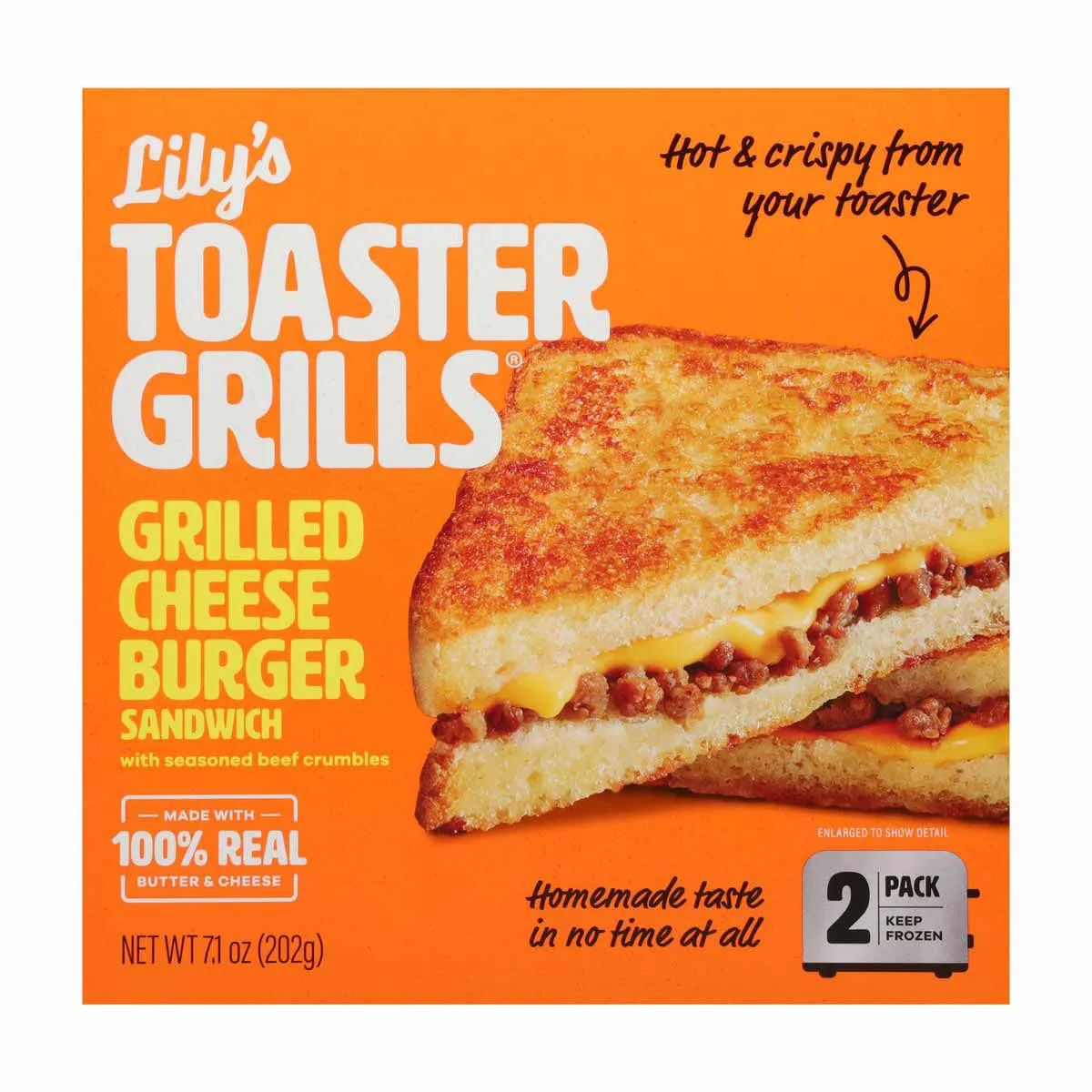 Lily's Toaster Grills Grilled Cheese Burger Sandwich, 2 pk