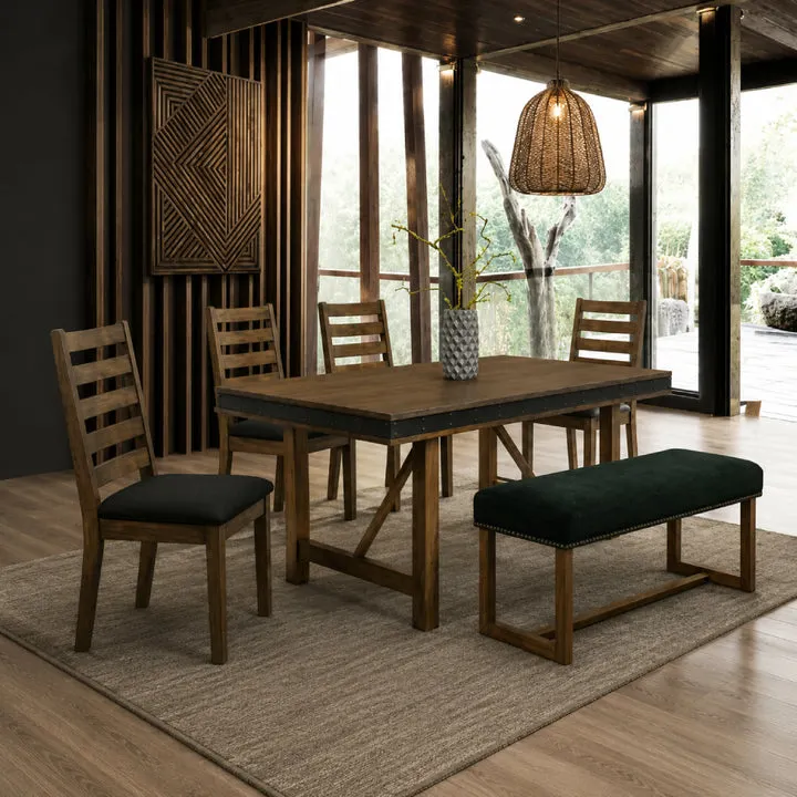 Midnight (6-Piece) Dining Table Set with Bench by Best Home - Brown/Black