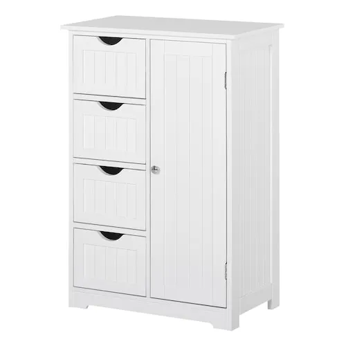 32.7-inch H 4-Drawer Bathroom Storage Cabinet With Adjustable Shelf in White