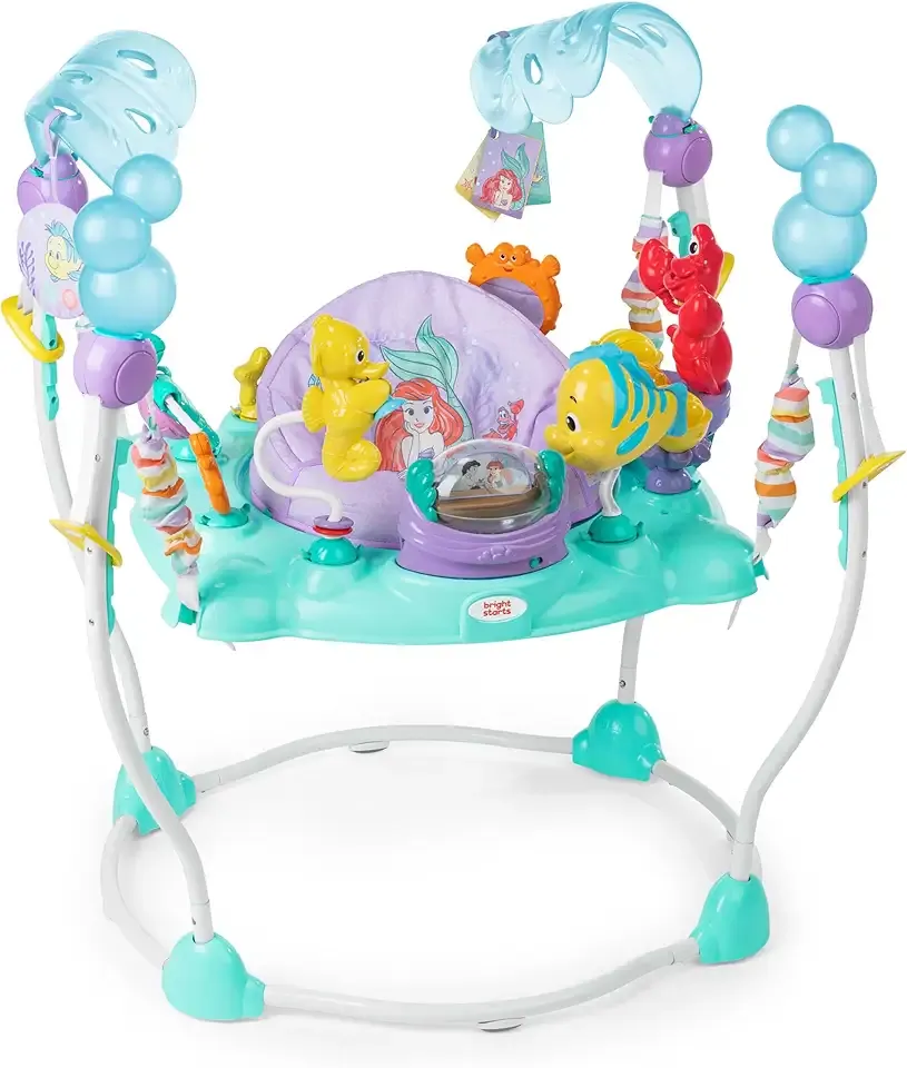 Bright Starts Disney The Little Mermaid Sea of Activities Baby Activity Jumper with Interactive Toys, Lights & Music with Disney Princess Ariel, 6-12 Months (Blue)